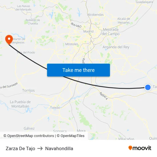 Zarza De Tajo to Navahondilla map