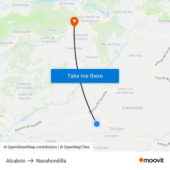 Alcabón to Navahondilla map