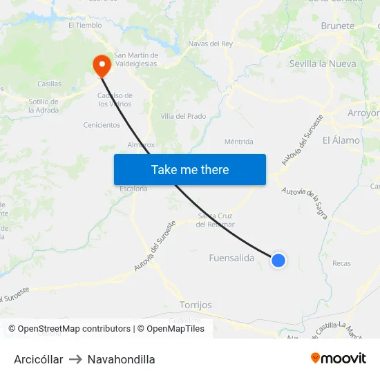 Arcicóllar to Navahondilla map