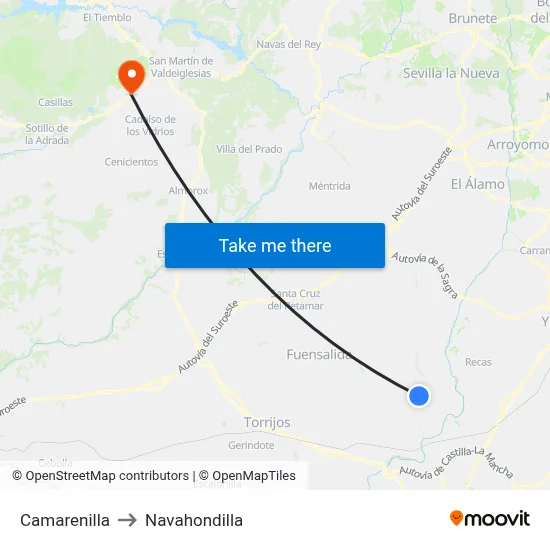 Camarenilla to Navahondilla map