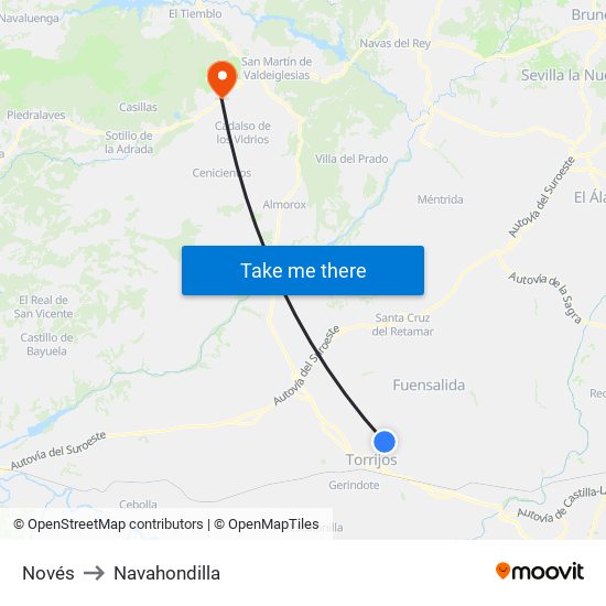 Novés to Navahondilla map