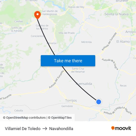Villamiel De Toledo to Navahondilla map