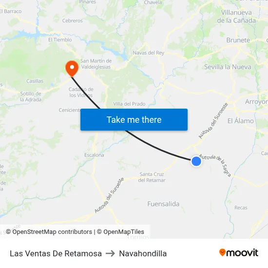 Las Ventas De Retamosa to Navahondilla map