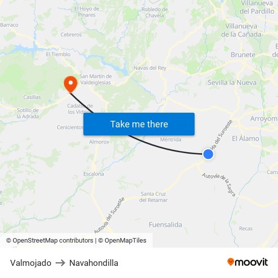 Valmojado to Navahondilla map