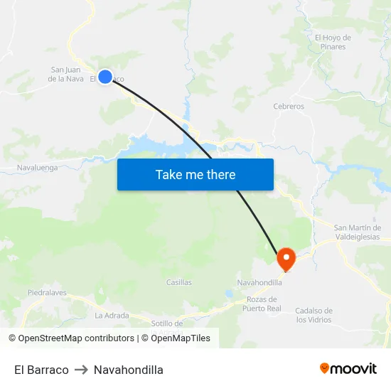 El Barraco to Navahondilla map