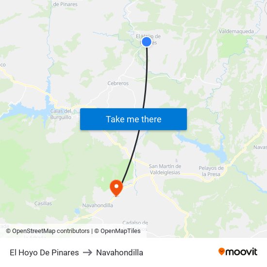 El Hoyo De Pinares to Navahondilla map