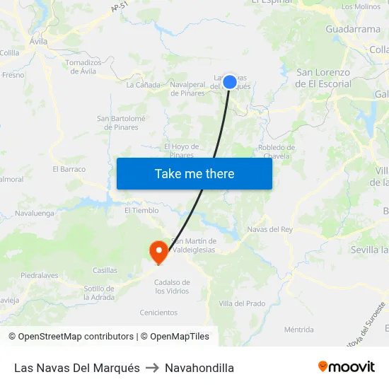Las Navas Del Marqués to Navahondilla map