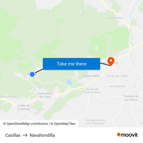 Casillas to Navahondilla map