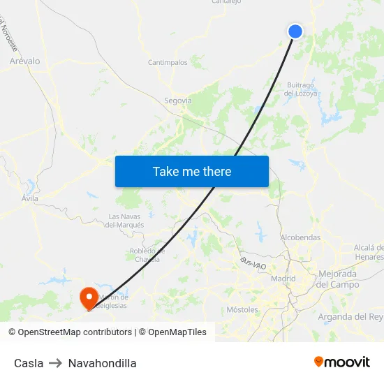 Casla to Navahondilla map