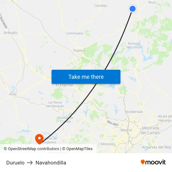 Duruelo to Navahondilla map
