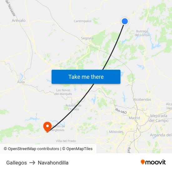 Gallegos to Navahondilla map