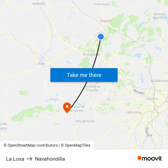 La Losa to Navahondilla map