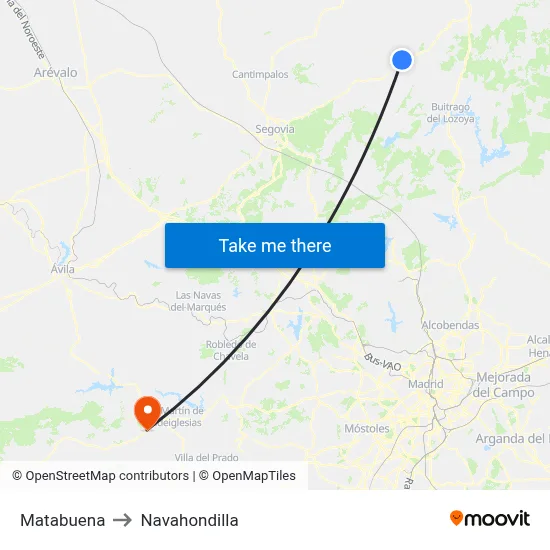 Matabuena to Navahondilla map