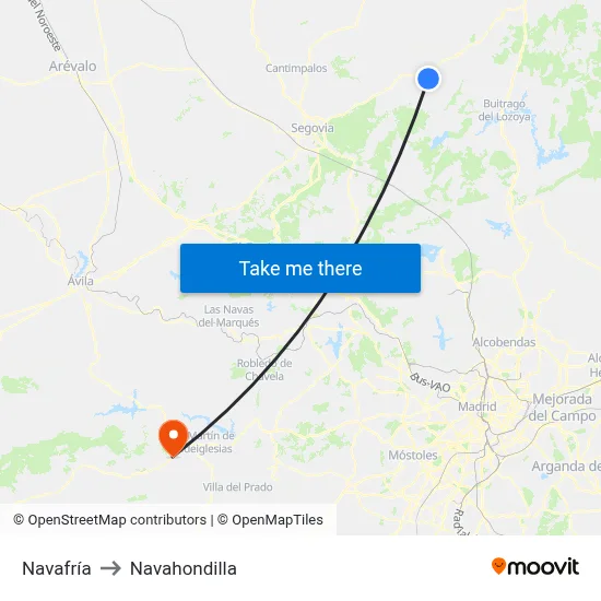 Navafría to Navahondilla map