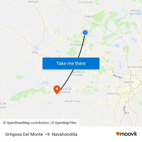 Ortigosa Del Monte to Navahondilla map