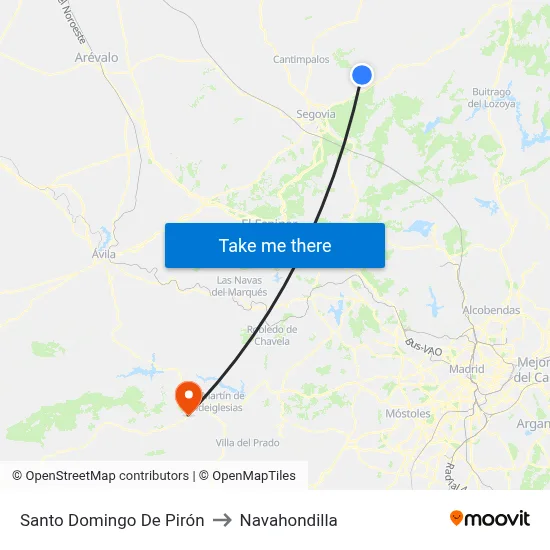 Santo Domingo De Pirón to Navahondilla map