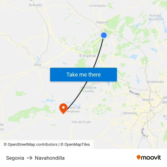 Segovia to Navahondilla map