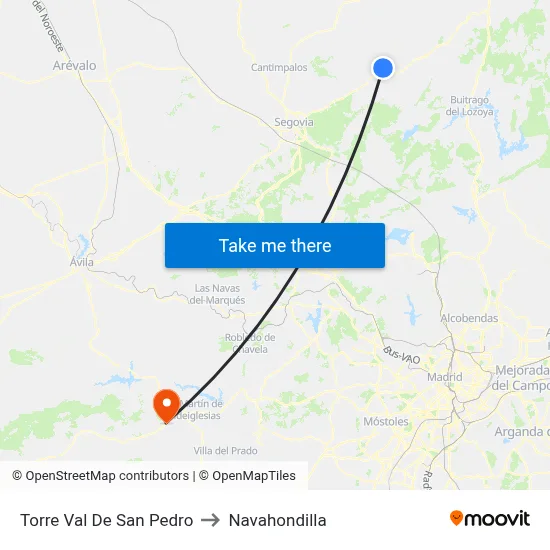 Torre Val De San Pedro to Navahondilla map