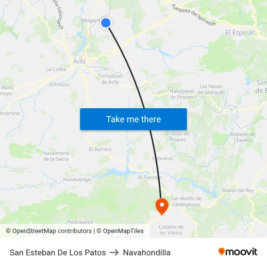 San Esteban De Los Patos to Navahondilla map