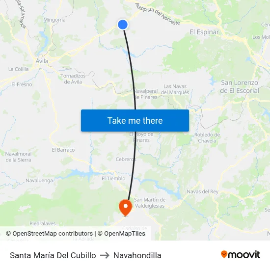 Santa María Del Cubillo to Navahondilla map