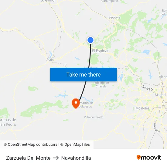 Zarzuela Del Monte to Navahondilla map