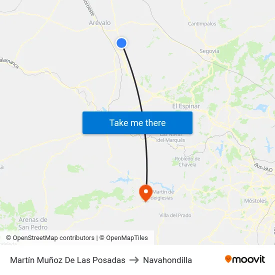 Martín Muñoz De Las Posadas to Navahondilla map