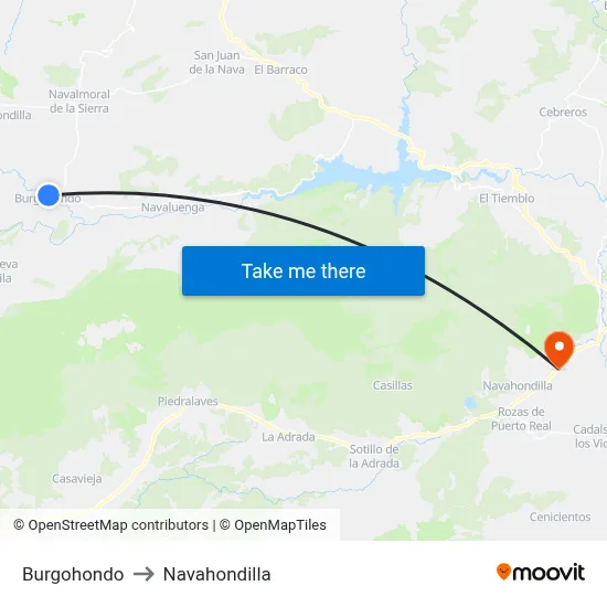 Burgohondo to Navahondilla map