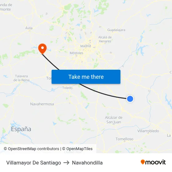 Villamayor De Santiago to Navahondilla map
