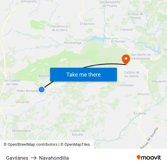 Gavilanes to Navahondilla map