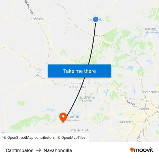 Cantimpalos to Navahondilla map