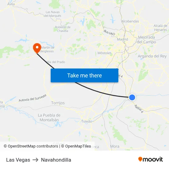 Las Vegas to Navahondilla map