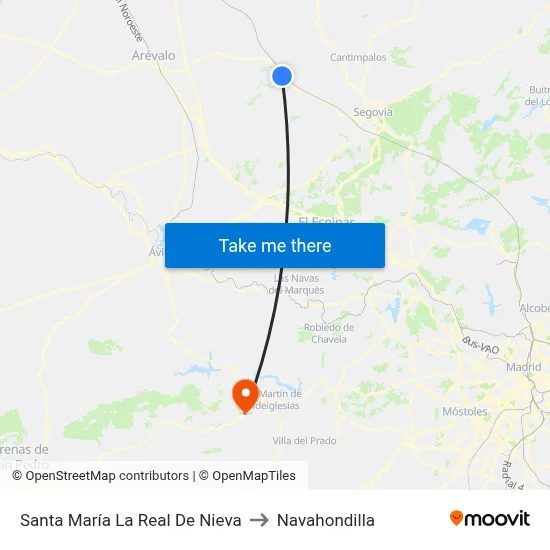 Santa María La Real De Nieva to Navahondilla map