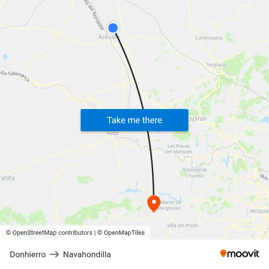 Donhierro to Navahondilla map