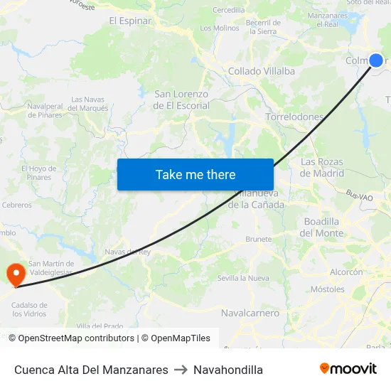 Cuenca Alta Del Manzanares to Navahondilla map