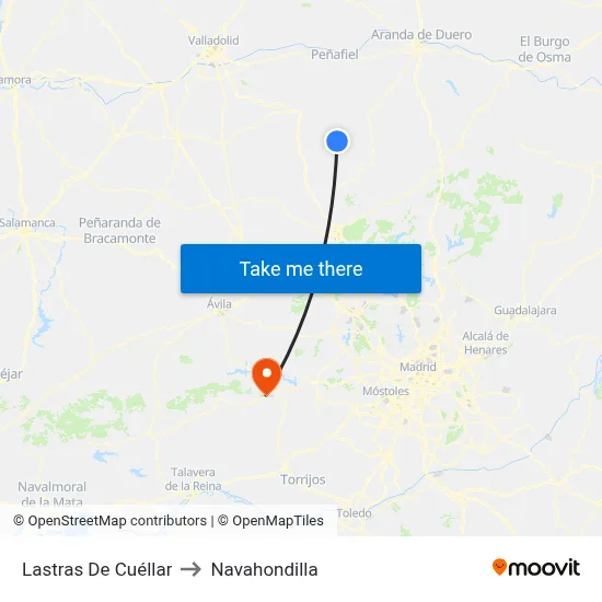 Lastras De Cuéllar to Navahondilla map