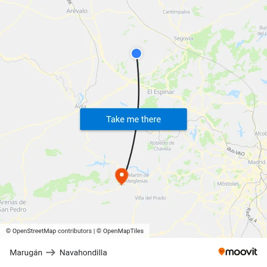 Marugán to Navahondilla map