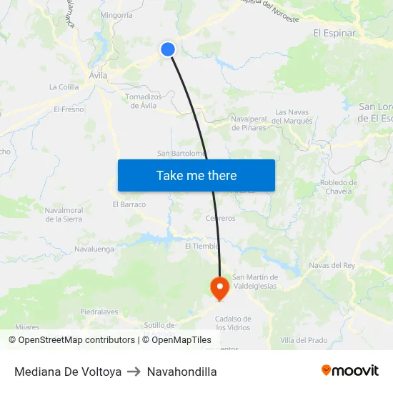 Mediana De Voltoya to Navahondilla map