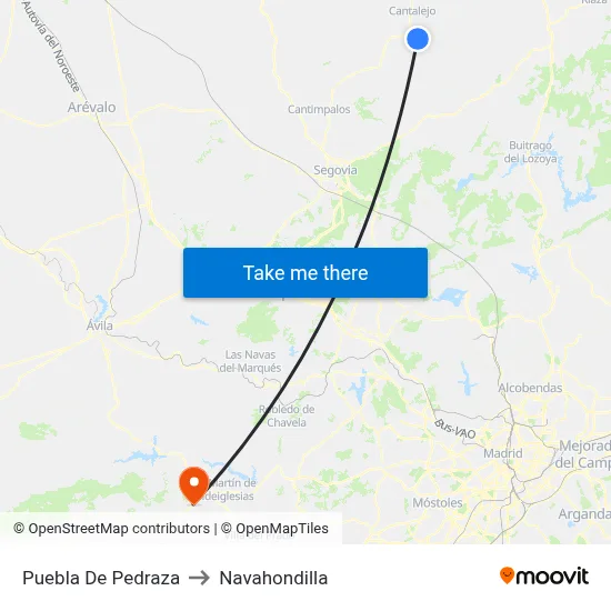 Puebla De Pedraza to Navahondilla map