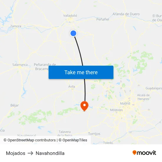 Mojados to Navahondilla map