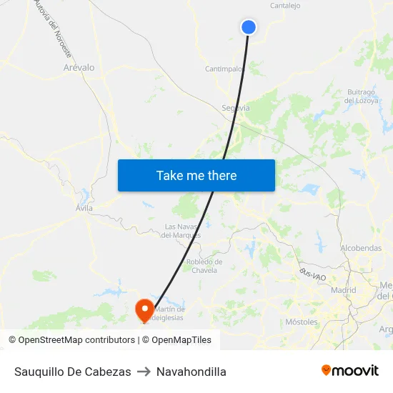 Sauquillo De Cabezas to Navahondilla map
