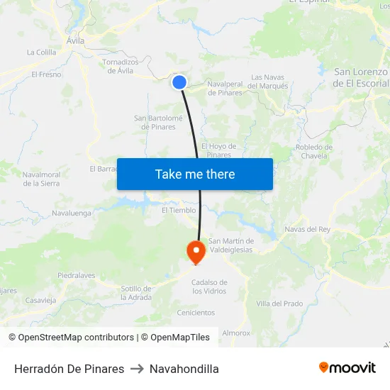 Herradón De Pinares to Navahondilla map