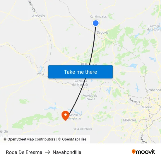 Roda De Eresma to Navahondilla map