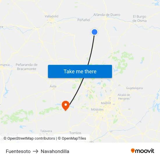 Fuentesoto to Navahondilla map
