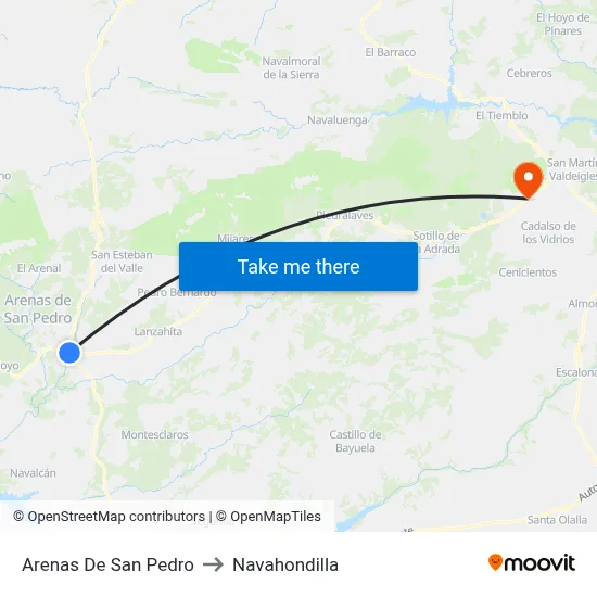 Arenas De San Pedro to Navahondilla map