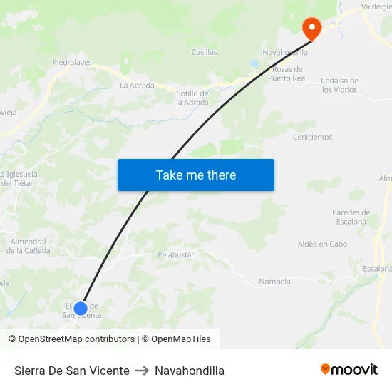 Sierra De San Vicente to Navahondilla map