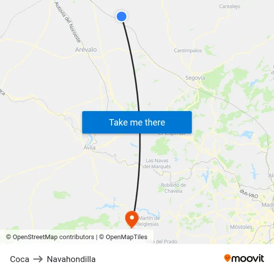 Coca to Navahondilla map