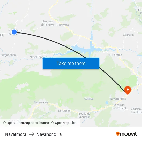 Navalmoral to Navahondilla map