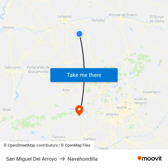 San Miguel Del Arroyo to Navahondilla map