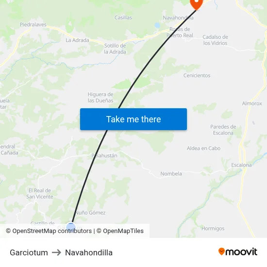 Garciotum to Navahondilla map