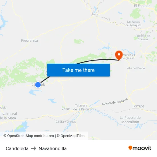 Candeleda to Navahondilla map